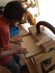 Hans sanding the top to thickness.